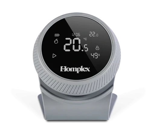 Termostat Homplex NX1 graphite gray cu stand vedere din fata