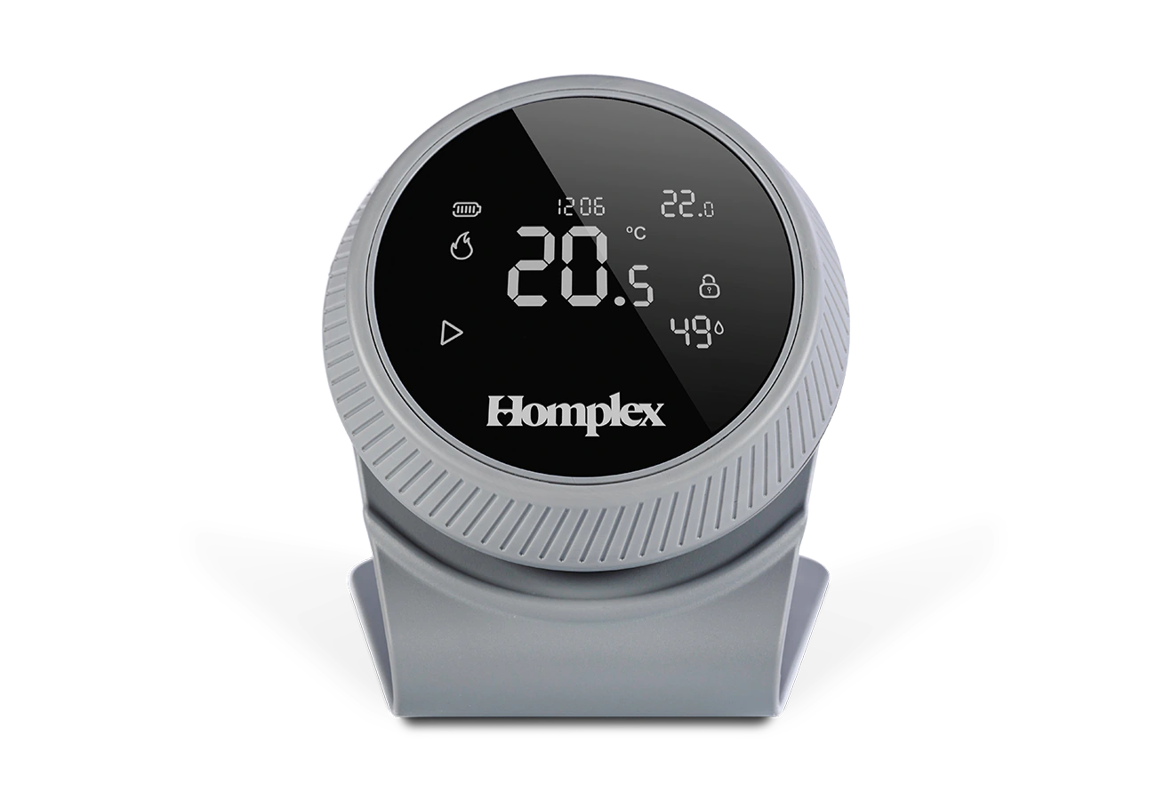 Termostat Homplex NX1 graphite gray cu stand vedere din fata