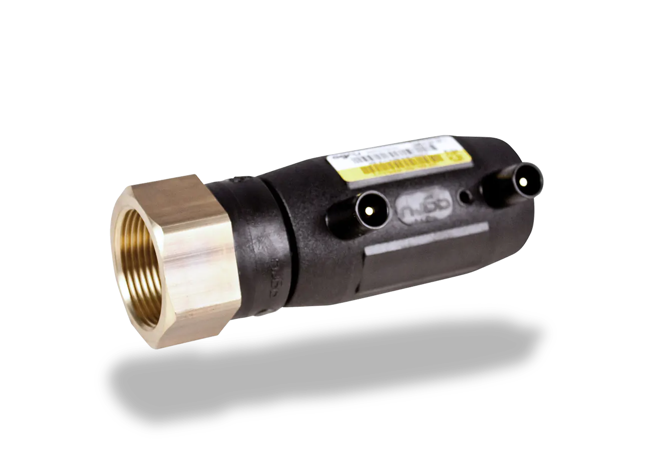 PE/Brass transition fitting with electrofusion left view