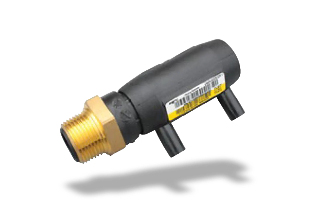 PE/Brass transition fitting with electrofusion left view - male side