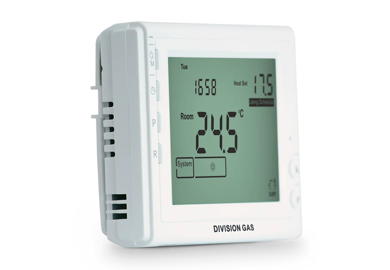 Termostat ambiental programabil DG909 RFvedere din stanga perete
