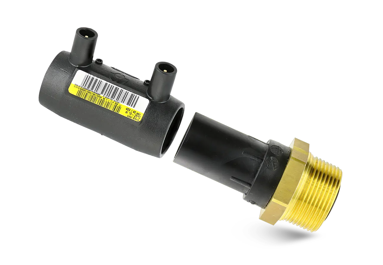 PE transition OL external thread example with EF plug