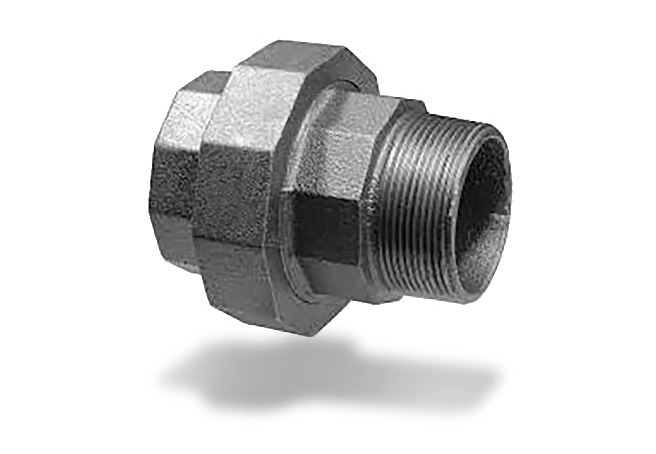 Conical seat union with interior / exterior threads
