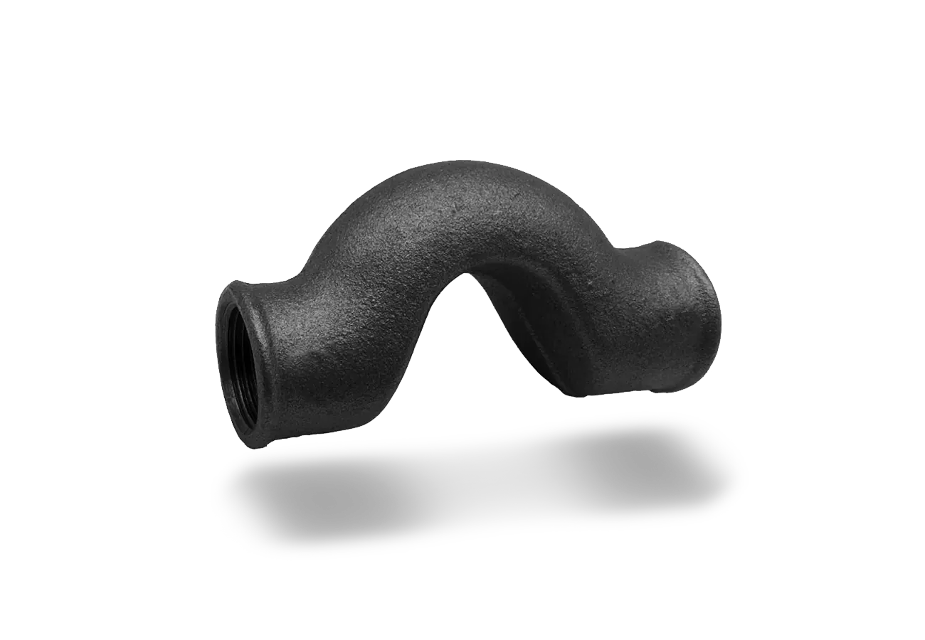 Black fittings, cast iron pass over bend