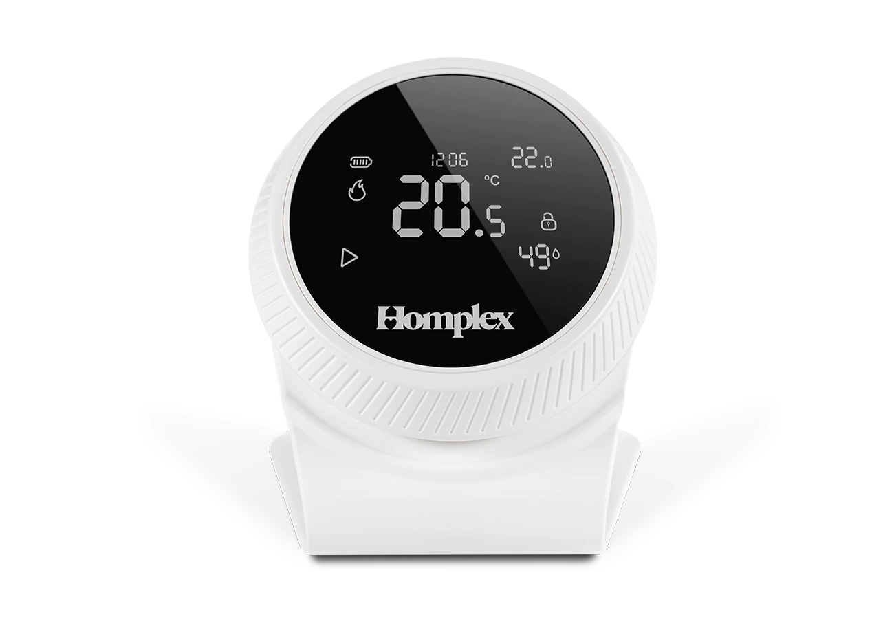 Thermostat Homplex NX1 cream white with stand front view