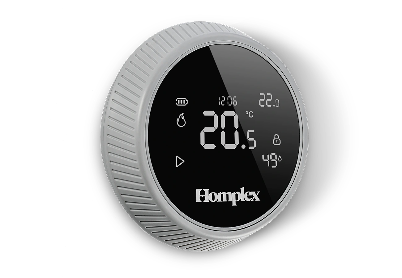 Thermostat Homplex NX1 graphite gray mounting left side view